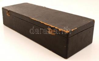 cca 1910 Régi evőeszköz tartó díszdoboz  alpakka evőeszközökkel