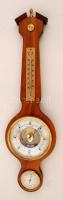 cca 1980 Nagyméretű falra akasztható baromáter, hygrométer, hőmérő, szép megkímélt állapotban, Minőségi keletnémet termék, m: 55 cm / Large barometer, hygrometer, thermometer