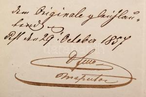 1857 Az Első Dunagőzhajózási Társulat (DDSG) felügyelőjének levele, melyben arról ír, hogy a Ferdiná...