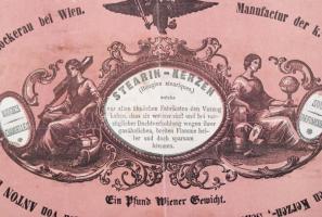 cca 1856 Sztearin-gyertya csomagolópapír szép grafikával / 1856 Candles paper with nice graphics 40x...