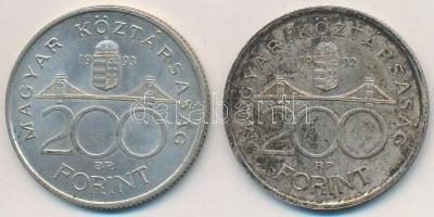 1992-1993. 200Ft Ag "MNB" (2x) T:2,2- patina