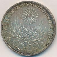 NSZK 1972F 10M Ag "Olimpia-München / Olimpiai Láng" T:2 patina FRG 1972F 10 Mark Ag "Olympic Games Munich / Olympic Flame" C:XF patina