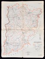 1957 Bács-Kiskun térkép, "Csak hivatalos használatra" , hajtogatva, 60x46cm