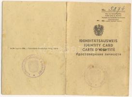 1946 Német nyelvű arcképes személyi igazolvány okmánybélyeggel (1946) (Eisenstadt-Kismarton)