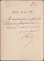 1902. november 23. Egy sikeres vadászat emlékére készült, feliratozott keményhátú fotó, 13x18 cm