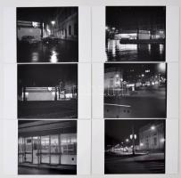 cca 1980 Budapest, éjszakai képek a Deák térről, 11 db korabeli negatívról készült modern nagyítás 10x15 cm-es fotópapírra