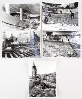 cca 1975 Budapest, Kálvin tér, aluljáró rendszer építése, 9 db fotó, 13x18 cm