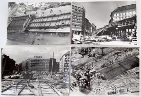 1967 Budapest, Baross téri építkezés kezdetén, 9 db fotó, 9x14 cm és 13x18 cm