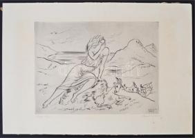 Borsos Miklós (1906-1990): Rege. Rézkarc, karton, jelzett, 29×39 cm