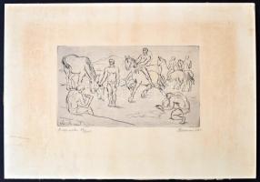 Borsos Miklós (1906-1990): Rajzmester. Rézkarc, karton, jelzett, 20×33 cm