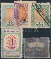 5 klf Városi okmánybélyeg, az egyik gépszínátnyomattal