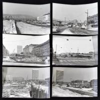 1982 Budapest, Metró és felüljáró építés a Váci úton, Karai S. képriportja, pecséttel jelzett, 13 db fotó, 9x13 cm