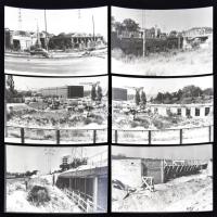 1988 Budapest, Újpest, vasútállomás áthelyezési munkálatai, Karai S. képriportja, pecséttel jelzett, 13 db Forte fotólap, 9x14 cm