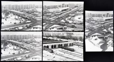 1985 Budapest, Őrs vezér téri forgalom, 9 db fotó, 10x15 cm