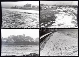 1985 Budapest, Képek a jeges Dunáról, 7 db fotó, 10x15 cm
