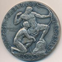 Reményi József (1887-1977) / Berán Nándor (1889-1965) 1926. "Budapesti Polgári Lövész Egyesület / Hazádat és királyodat védeni tanuld itt" ezüstözött fém díjérem (35mm) T:2