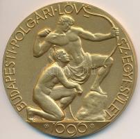 Reményi József (1887-1977) 1926. "Budapesti Polgári Lövész Egyesület / Hazádat és királyodat védeni tanuld itt" aranyozott fém díjérem mesterjegy nélkül, "NEMZETKÖZI BAJNOK 1942." gravírozással (45,5mm) T:1,1-