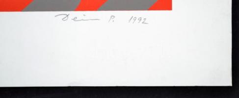 Deim Pál (1932-): Erőtér. Szitanyomat, papír,  (apró szakadással), jelzett,  40×45 cm