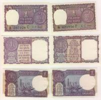 India/Government 1957-63. 1R 5db teljes sor + 1db variáns T:I