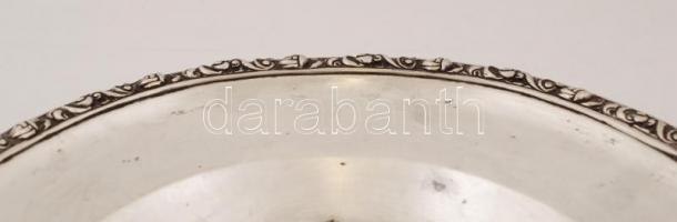 Ezüst (Ag.) ovális tálca, domború barokkmintás peremmel, jelzett, mesterjeggyel (TK), foltokkal, 50×...
