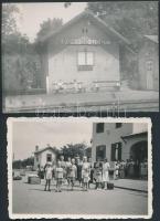 cca 1940-50 Régi balatoni vasútállomások: Fonyód Liget, Balatonmária, fotók, 2db, cca 7x9cm