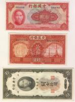 Kína 1930-40-es évek 17klf bankjegy + 1938. japán katonai megszállás 50S + 1954. Taiwan 1Y T:I