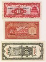 Kína 1930-40-es évek 17klf bankjegy + 1938. japán katonai megszállás 50S + 1954. Taiwan 1Y T:I
