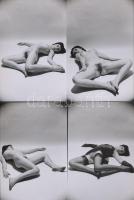cca 1974 Terítéken, 4 db korabeli, finoman erotikus felvétel modern nagyítása, 15x10 cm / 4 erotic photos, 15x10 cm
