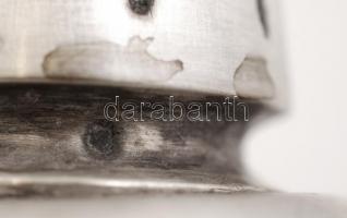 Ezüst (Ag.) gyertyatartó párban, jelzett, m:36 cm (2×) horpadásokkal, nettó:914 g