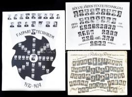 cca 1930-70 Tablóképek a múltból különböző középiskolából, 3db, különböző méretben és minőségben, 18x24cm és 30x24cm között