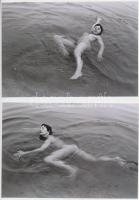 cca 1970 Vízi balett, 5 db korabeli, finoman erotikus felvétel modern nagyítása, 9x13 cm / 5 erotic ...