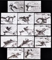 cca 1970 Szárazföldre vetett sellő, 13 db korabeli, finoman erotikus felvétel modern nagyítása, 9x13 cm / 13 erotic photos, 9x13 cm