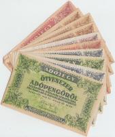 1946. 10db-os vegyes magyar adópengő bankjegy tétel, közte fordított címeres, sorozat- és sorszám nélküli is T:vegyes