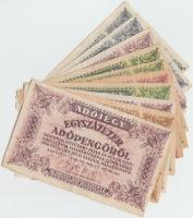 1946. 10db-os vegyes magyar adópengő bankjegy tétel, közte fordított címeres, sorozat- és sorszám nélküli is T:vegyes