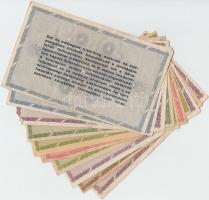 1946. 10db-os vegyes magyar adópengő bankjegy tétel, közte fordított címeres, sorozat- és sorszám né...