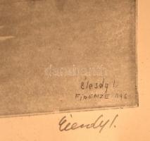 Élesdy István (1912-1987): Ponte Vecchio. Rézkarc, papír, jelzett, üvegezett keretben, 22×30 cm