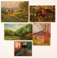 Némethy jelzéssel: 4db tájkép, olaj, vászon-karton, 17×22-20×30 cm