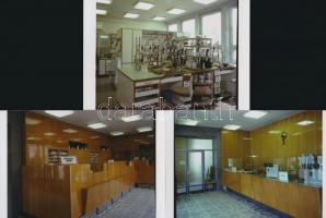 1981 Budapest, III. ker., Vörösvári út 84. sz. alatti gyógyszertár belső fotói, 6 db korabeli profes...