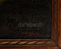 Olvashatatlan jelzéssel: Bujkáló szerelmesek. Olaj, vászon, keretben, 44×65 cm