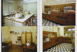 1981 Budapest, VII. ker., Wesselényi utca 30. sz. alatti gyógyszertár belső fotói, 5 db korabeli professzionális felvételről készült modern nagyítás, adatolva a negatívokat nyilvántartó füzetben volt, 10x15 cm