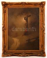 Sidelszki jelzéssel: Krisztus a kereszten. Olaj, vászon, keretben, 80×60 cm