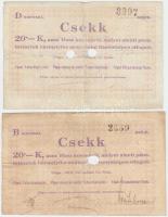 Pápa 1919. május 8. "Pápai csekk" 10K + 20K (2x) + 50K mind lyukasztással érvénytelenítve ...