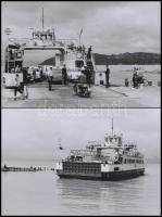 1963 Balaton, Tihany-Szántód között közlekedő régi komp, Keveházi János hagyatékában levő, 2 db negatívról készült modern nagyítás, 10x15 cm
