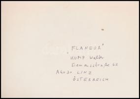 cca 1980 Kump Walter (Linz): Flaneur, feliratozott vintage fotóművészeti alkotás, 12,5x18