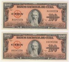 Kuba 1959. 100P (2x) egymásutáni sorszámokkal T:I