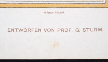 Georg Sturm jelzett szecessziós kromolitho étlap terv. Hotel Marquardt. Julius Hoffman, Stuttgart / ...