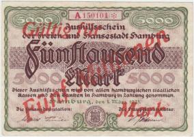 Németország / Weimari Köztársaság / Hamburg 1923. 5000M felülbélyegzéssel T:III German / Weimar Republic / Hamburg 1923. 5000 Mark with overprint C:F