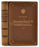 Geschichte des k.k.Husaren-Regimentes Nr. 10, Friedrich Wilhelm III, König von Preussen. Zum 150 jährigen Regiments-Jubiläum im Auftrage des Officiers-Corps. Verfasst von Gustav Ritter Amon von Treuenfest.  Wien,1892, Verlag des Regiments. Kiadói aranyozott egészvászon-kötésben, jó állapotban, a borítón kis hibával. / Decorated cloth binding, ornamental gilt spines and gilt lettering on the front cover with a minor scuffmark.