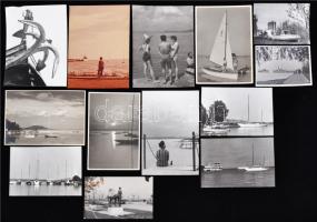 cca 1930-1986 Balatoni fényképek, 13 db kfl méretű fotó, 9x12 cm és 13x18 cm közötti méretekben