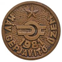 1981. "MÁV Gépjavító Üzem / MÁV Központi P.F.T. Telep" Br emlékérem (78mm) T:2